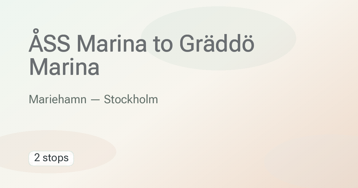 ÅSS Marina → Gräddö Marina