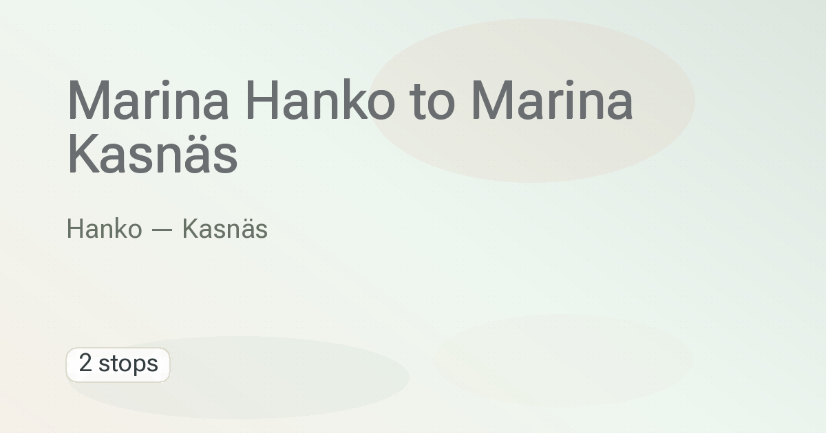 Marina Hanko → Marina Kasnäs